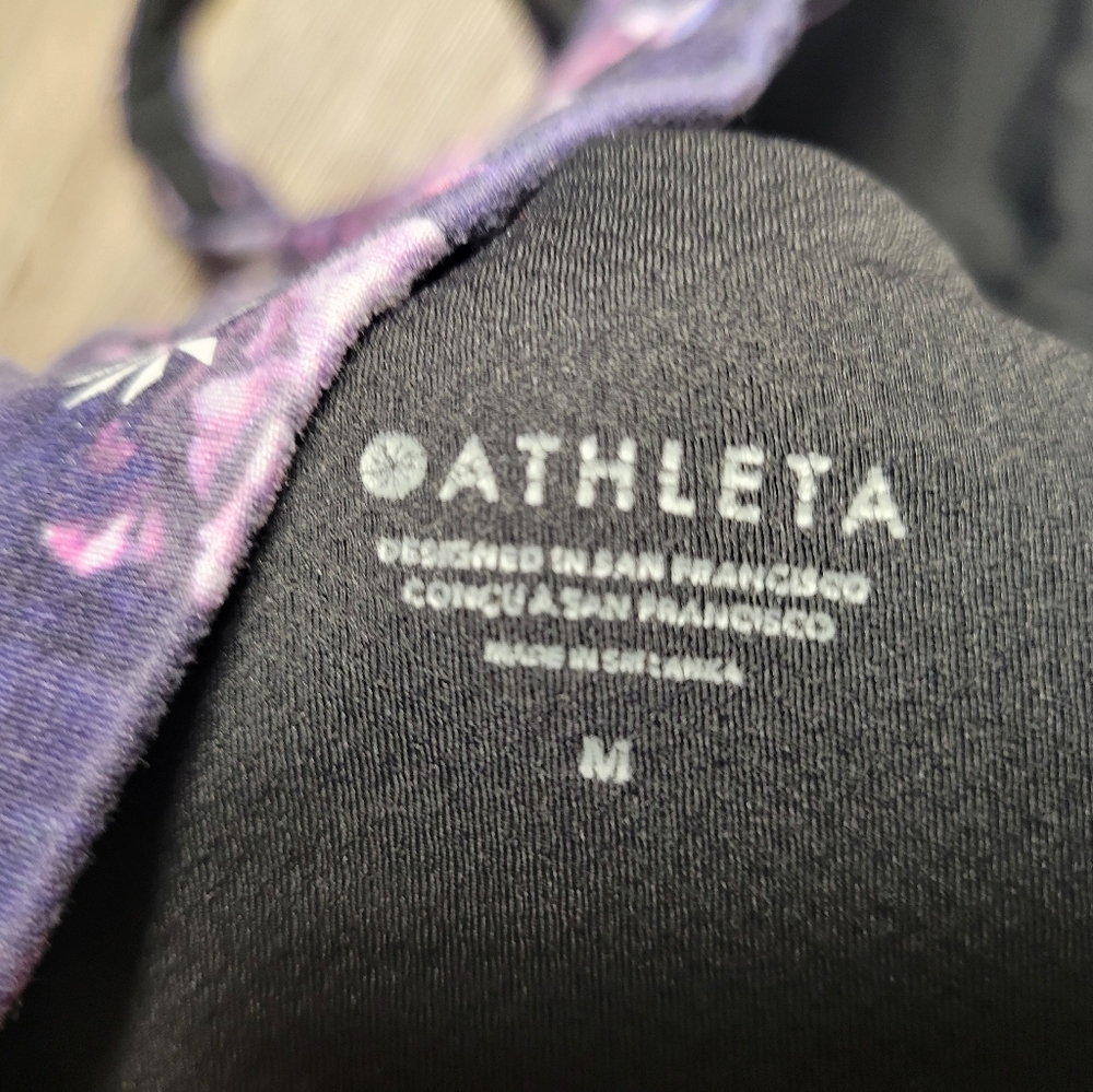 Athleta Purple Floral Sports‎ Bra Size Medium - Picture 3 of 3